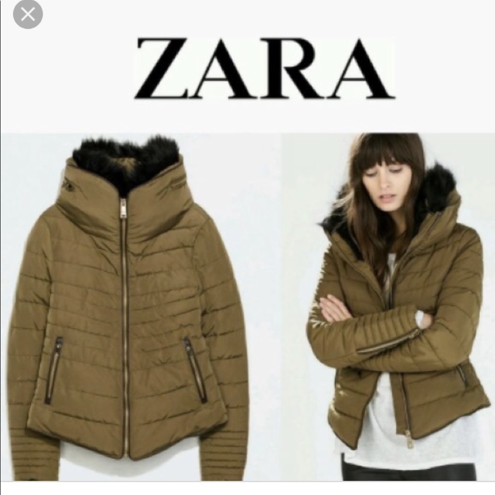 Zara Puffer Coat | Color Olive green | Size M